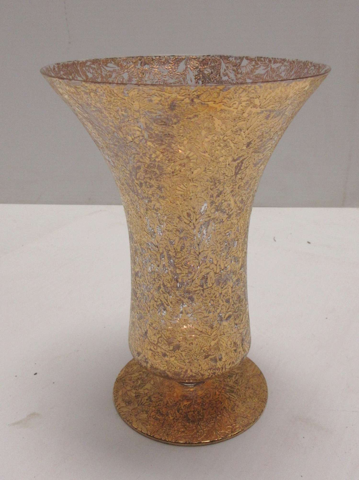 Albrecht Auctions Gold Etched Glass Vase