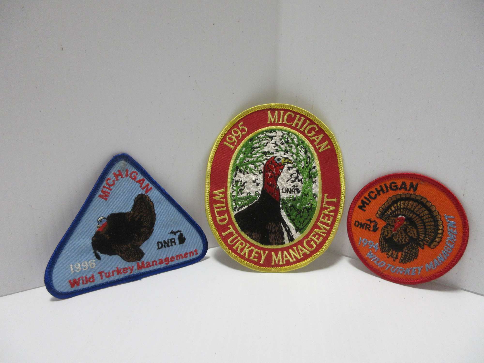 Albrecht Auctions Michigan DNR Wild Turkey Patches, Include 1994, 1995, and 1996