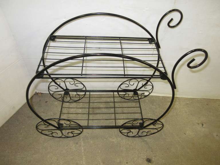 Albrecht Auctions Designer Metal Cart Plant Stand