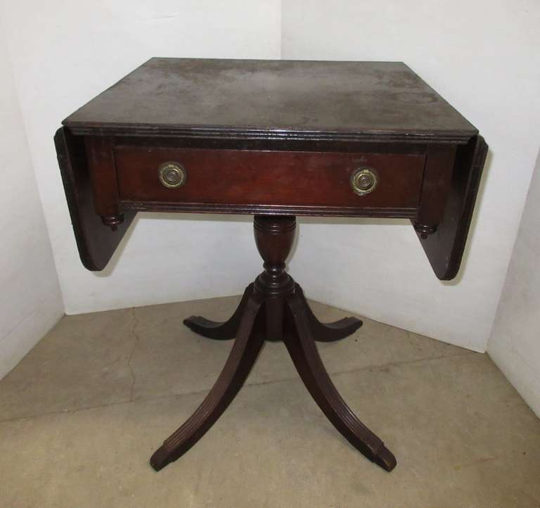 Antique Duncan Phyfe Side Table with Fold Down Leaves with Drawer