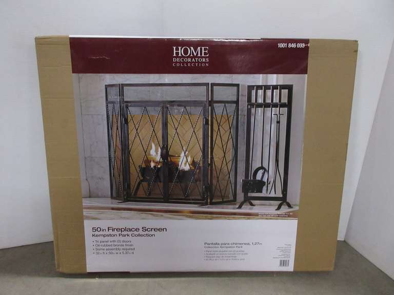 Home Decorators 50" Fireplace Screen, Oil Rubbed Bronze, Three-Panel with Two Doors, Kempston Collection