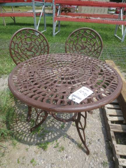 Decorative Wrought Iron Table with (2) Matching Chairs