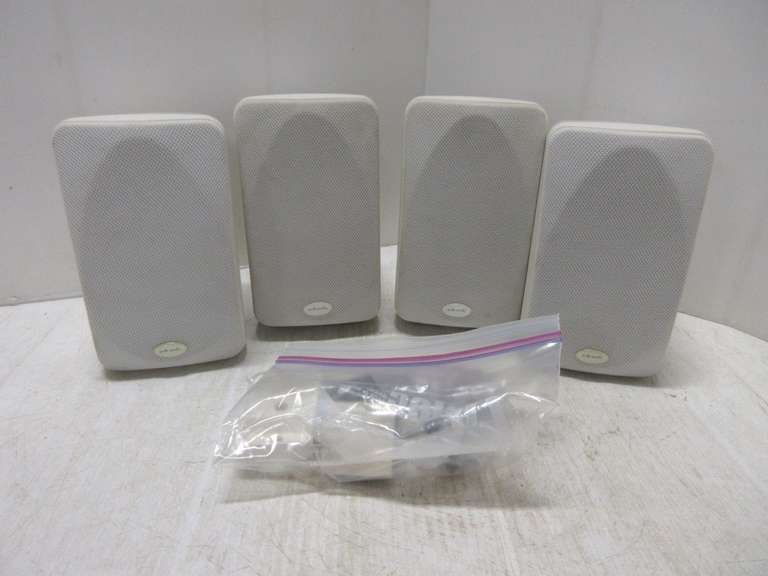 (4) Polk Audio RM2300 Satellite Hi-End Speakers with Wall Mounts, Quality Made and Each Speaker Weighs 4 lbs.