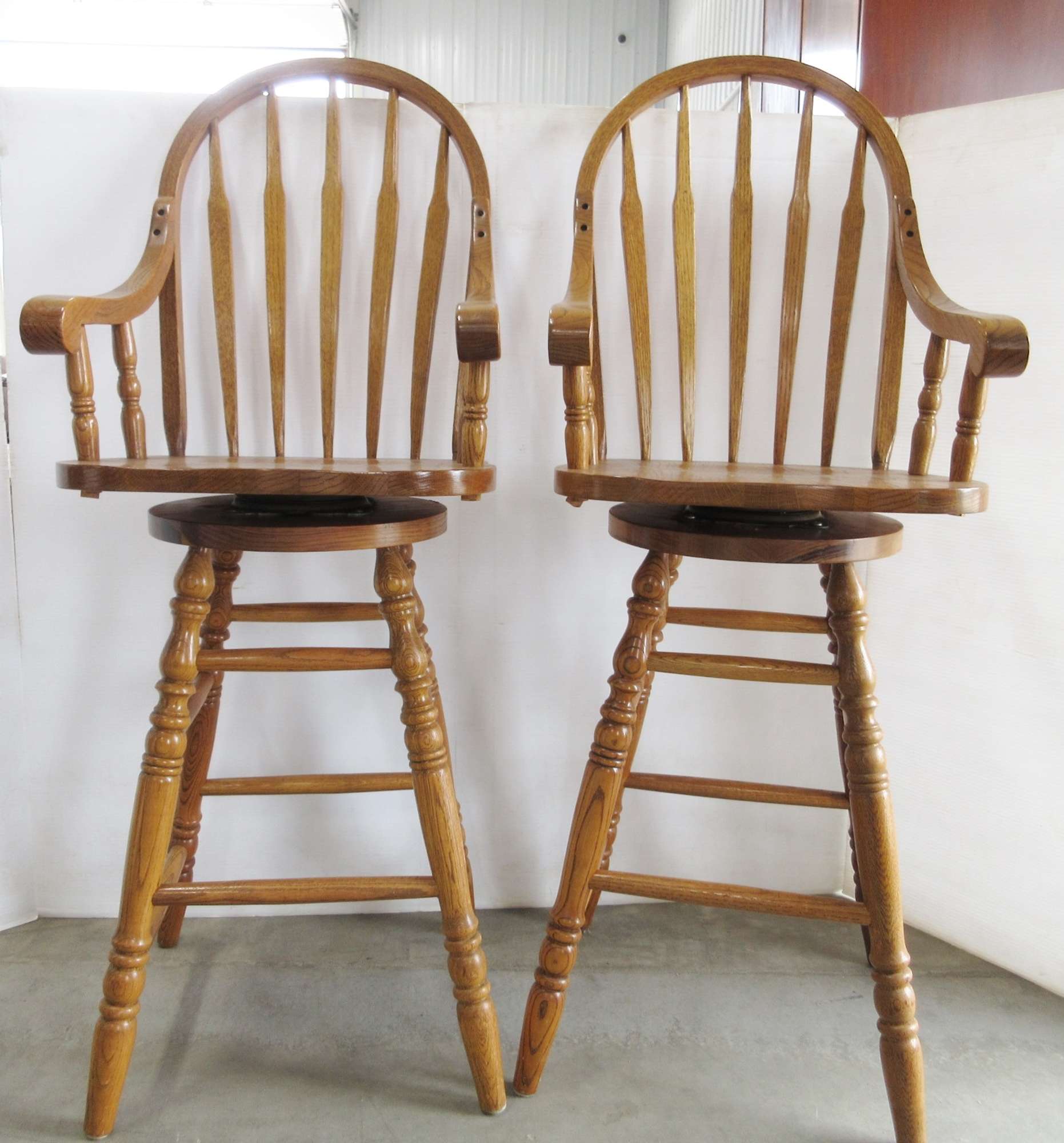 Albrecht Auctions | Pair of High Back Oak 360° Rotating ...