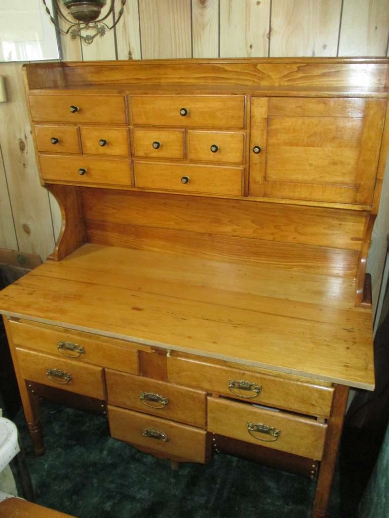 Antique Maple Bakers Cabinet, 50"W x 24"D x 60"H, Other Items in Picture are Not Included