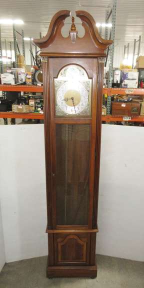 Pearl Grandfather Clock, Tempus Fugit, 1980, Has Original Papers Inside