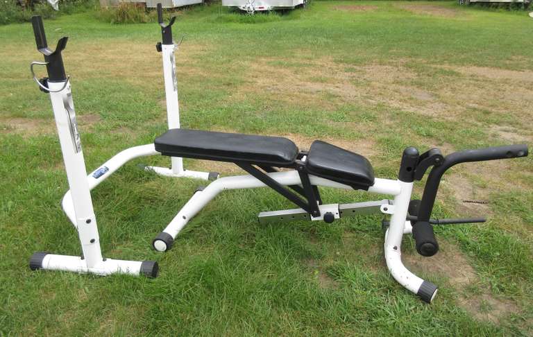 Marcy Weight Bench with Adjustable Back and Adjustable Height Rack for Benching, Squatting, and More