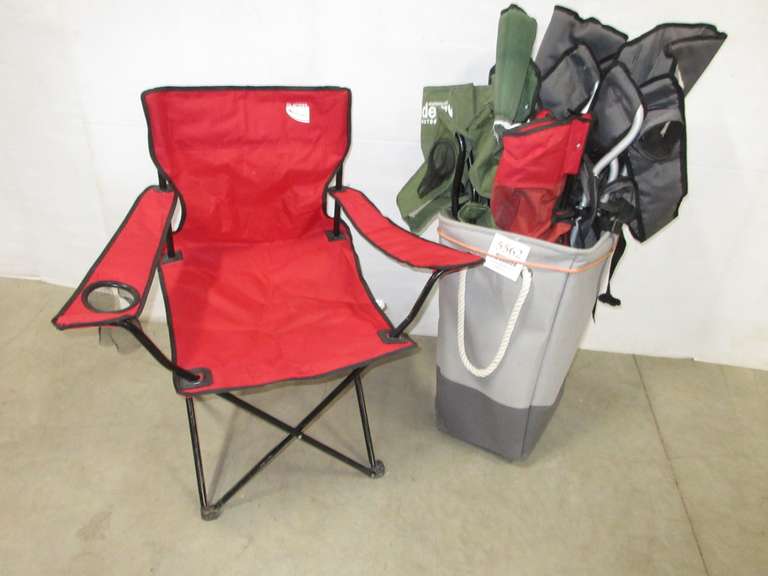 (6) Folding Chairs, Include: 2- Gray Eddie Bauer, Nicer; 2- Green; 2- Red