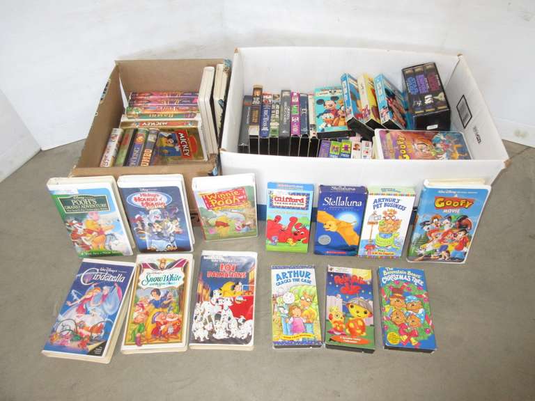 VHS Videos, Include: (19) Clamshell Disney, (4) Disney Cartoon Classics, Star Wars Trilogy; (35) Other Kids Movies and More