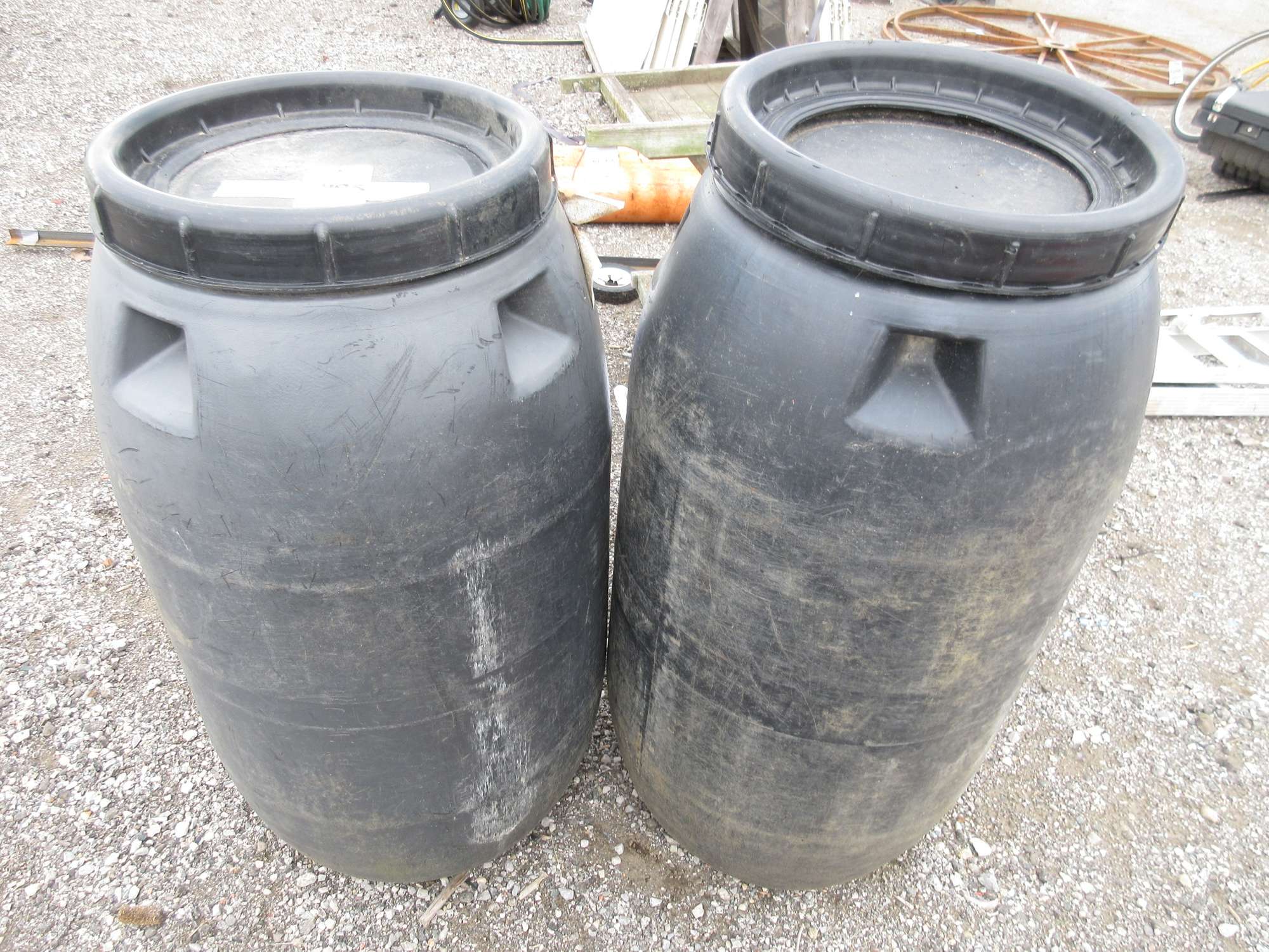 Albrecht Auctions (2) 45Gallon Plastic Pickle Barrels with ScrewOn Lids
