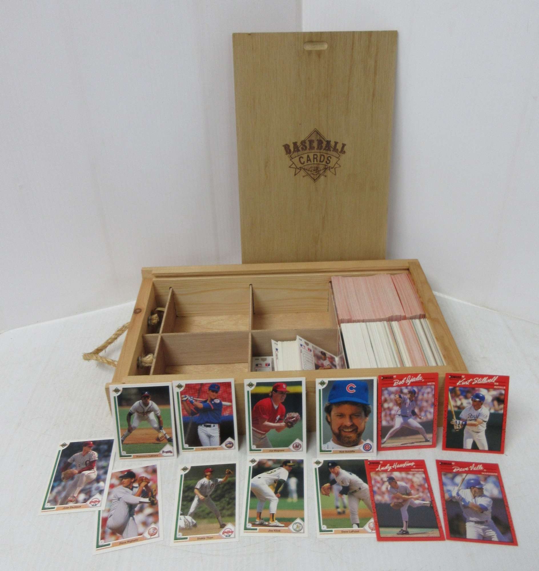 Albrecht Auctions Wood Baseball Box with Some Cards