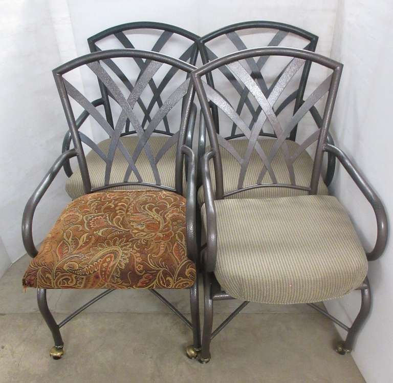 (4) Cushioned Kitchen Chairs on Casters, 1- Non-Matching Seat Upholstery