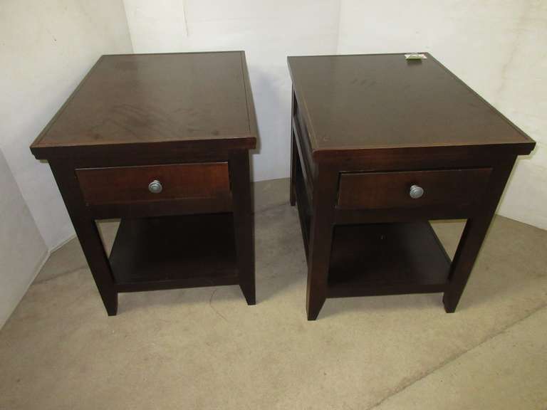 Albrecht Auctions Set Of 2 Dark Cherry Wood End Tables Nightstands With Upper Storage Drawer And Bottom Shelf Matches Lot Nos 59 60 And 62