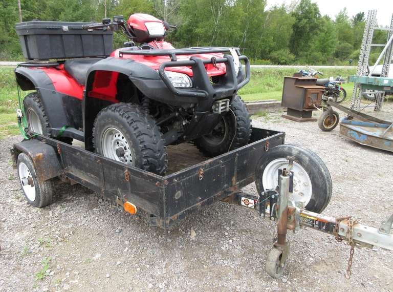 2005 Honda 500 Four-Wheeler, 4WD, Winch, Gun Holster and Rifle Racks in Box, Includes Trailer, VIN: 1HFTE317X54009211, Title and Keys for Four-Wheeler, and Bill of Sale for Trailer in Office, Please be advised that a maximum $50 processing fee will be added to this purchase.  Albrecht Auction Service will be handling your paperwork for the State of Michigan - you will NOT need to visit the Secretary of State.Albrecht Auction Service, LLC carries a Vehicle Dealer License D-0012...