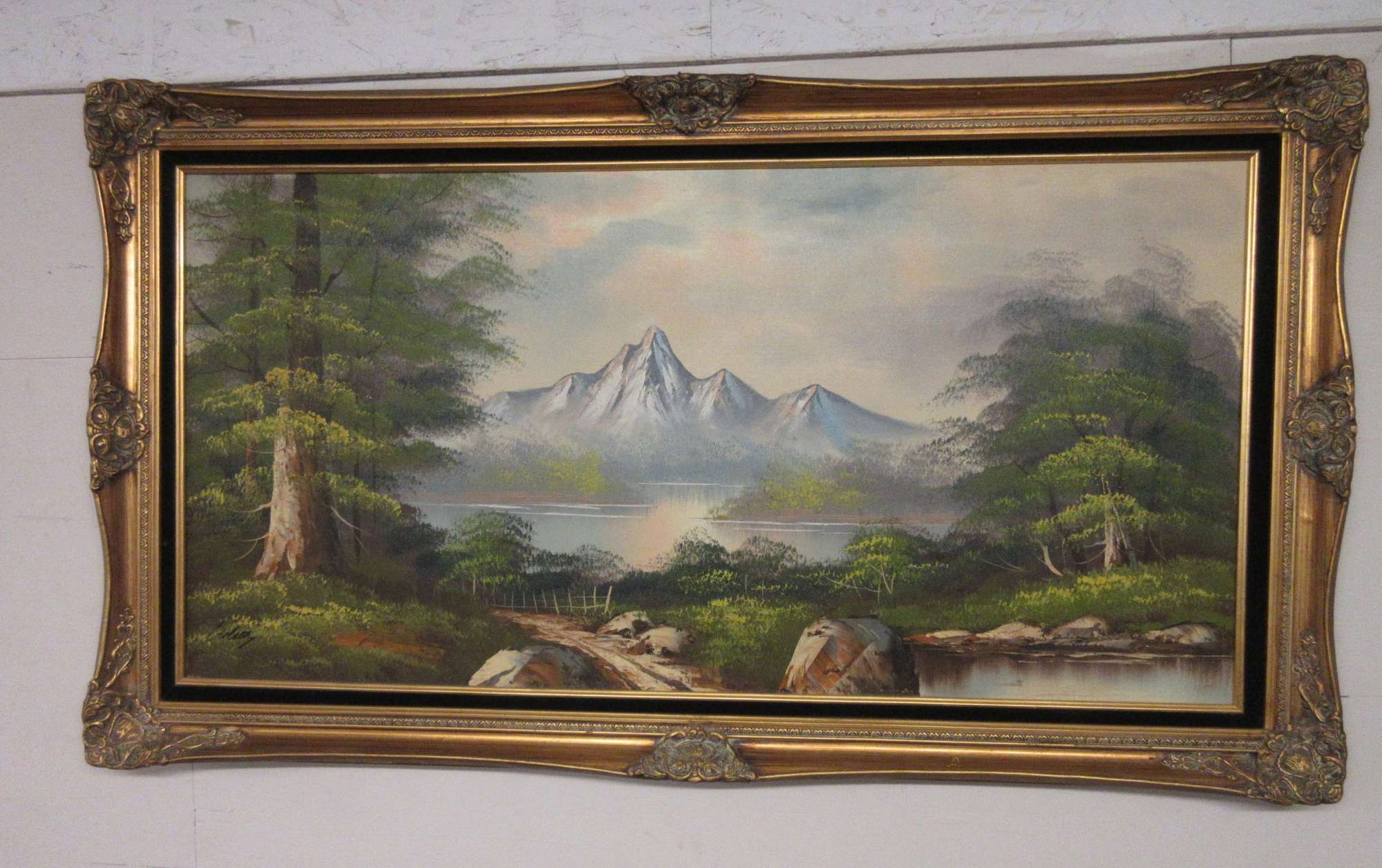 Albrecht Auctions Oil Painting in an Older Frame, Mountain View