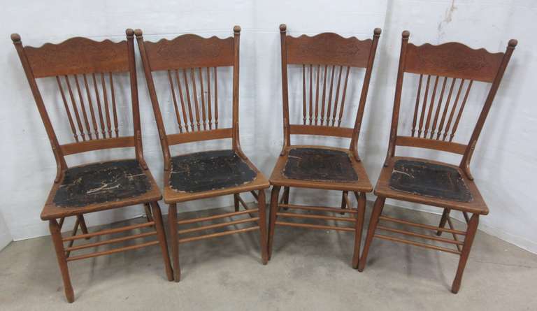 (4) Older Oak Dining Room Chairs