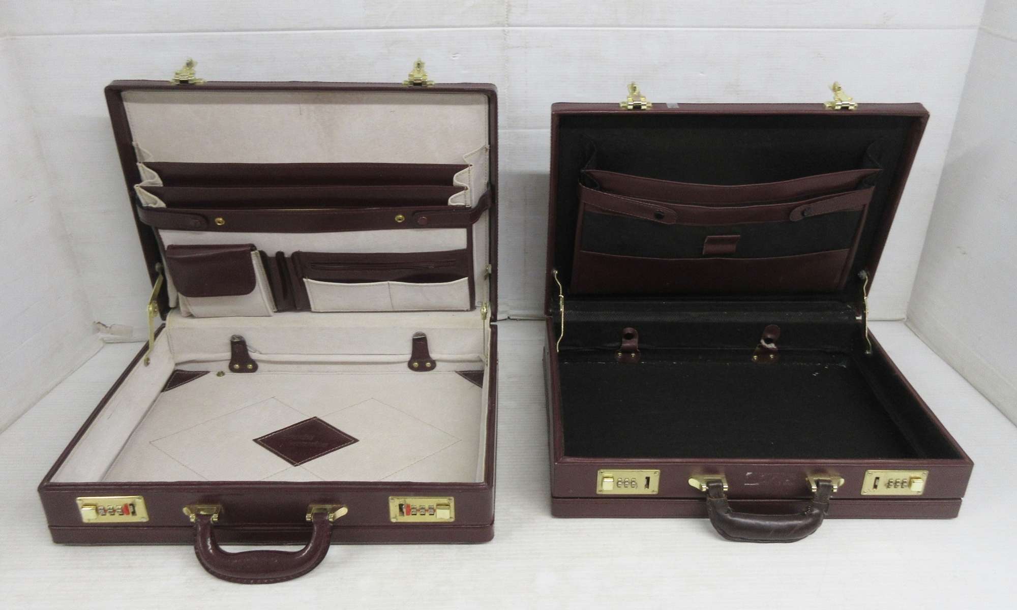 Albrecht Auctions (2) Leather Expandable Briefcases with Combination