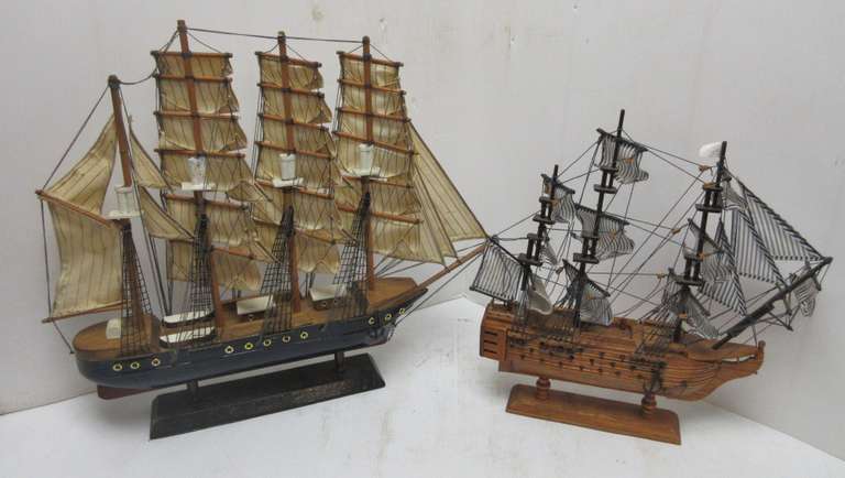 Wooden Sailboat, HMS Victory, 12"L x 14"H; Wooden Sailboat, Pamir, 19"L x 17"H