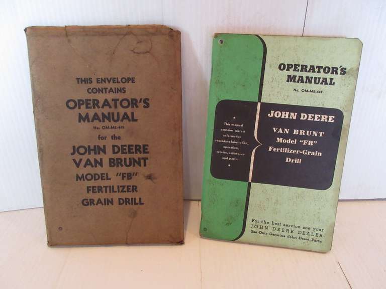 Albrecht Auctions | John Deere 'Van Brunt' Model "FB" Grain Drill Manual