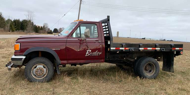 1990 Ford F-350 IDI 7.3L V8 Diesel Engine, (231,400 Total Miles), 5-Speed Manual Transmission, 4WD, Currently Does NOT Start (Possibly Due to Low Compression and Cold Weather - Needs a New Engine, Call for Details), Not Used in the Winter, Flat Bed Installed in 2013, Flat Bed was Sandblasted and Repainted in 2013, Flip Over Ball Hitch on Flat Bed, (In the Last 20,000 Miles the Following has Been Replaced:  New Spring Pins and Bushings on the Front End, New Glow Plugs, New Fuel Pump and Check ...