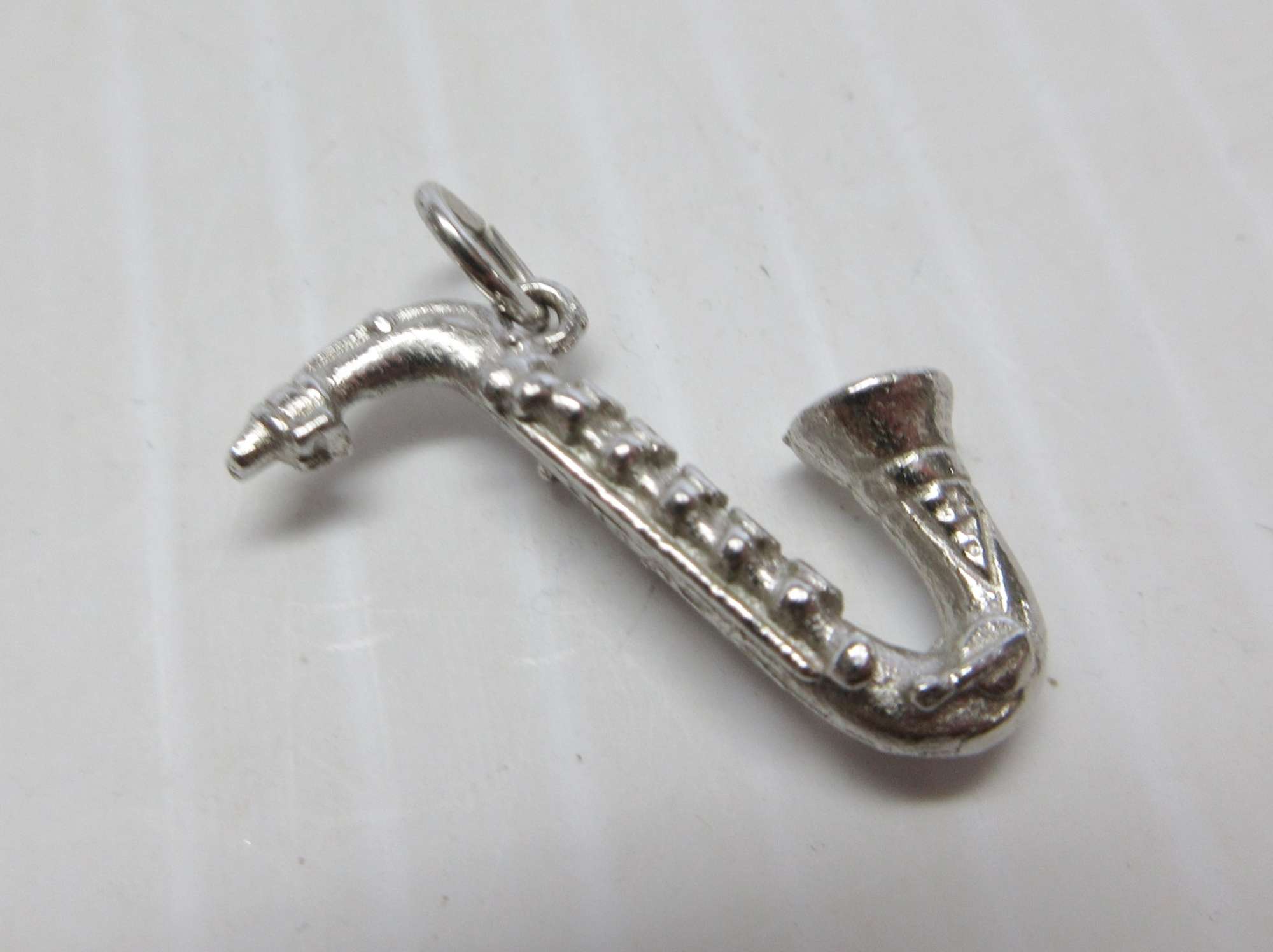 Charming Sterling Silver Saxophone Charm Bead - Dangling Detail For Bracelets & Necklaces, Antiqued Finish - View #12