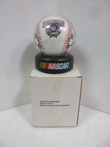 NASCAR 50th Anniversary Baseball on Display Stand