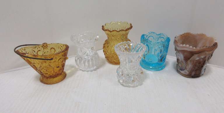 (6) Older Glass Toothpick Holders