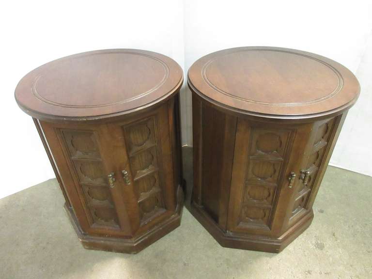 (2) Round End Tables with Storage