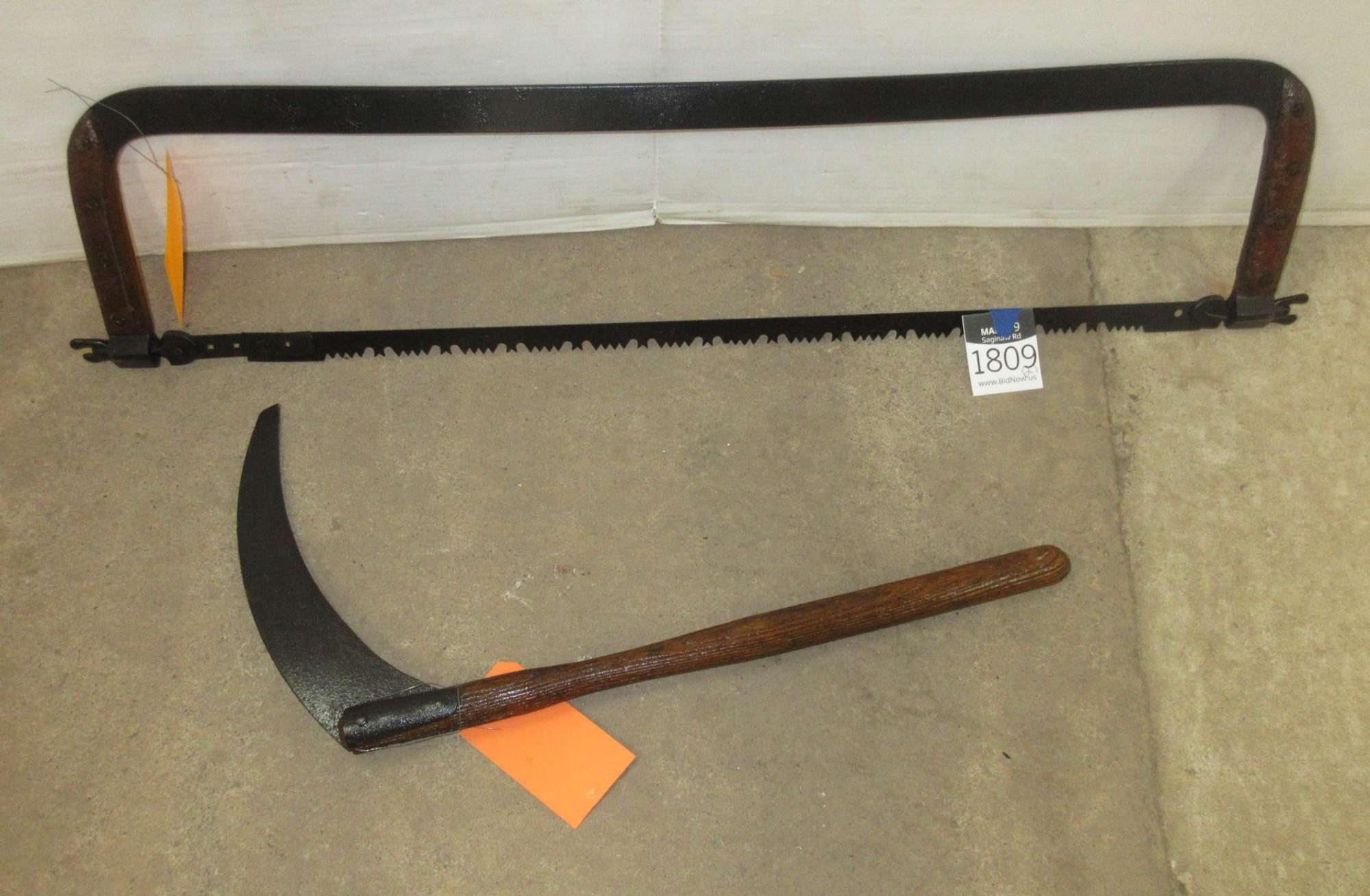 Albrecht Auctions Older Corn Knife, Can Also be Used for Hay and More; Long Cross Cut Saw