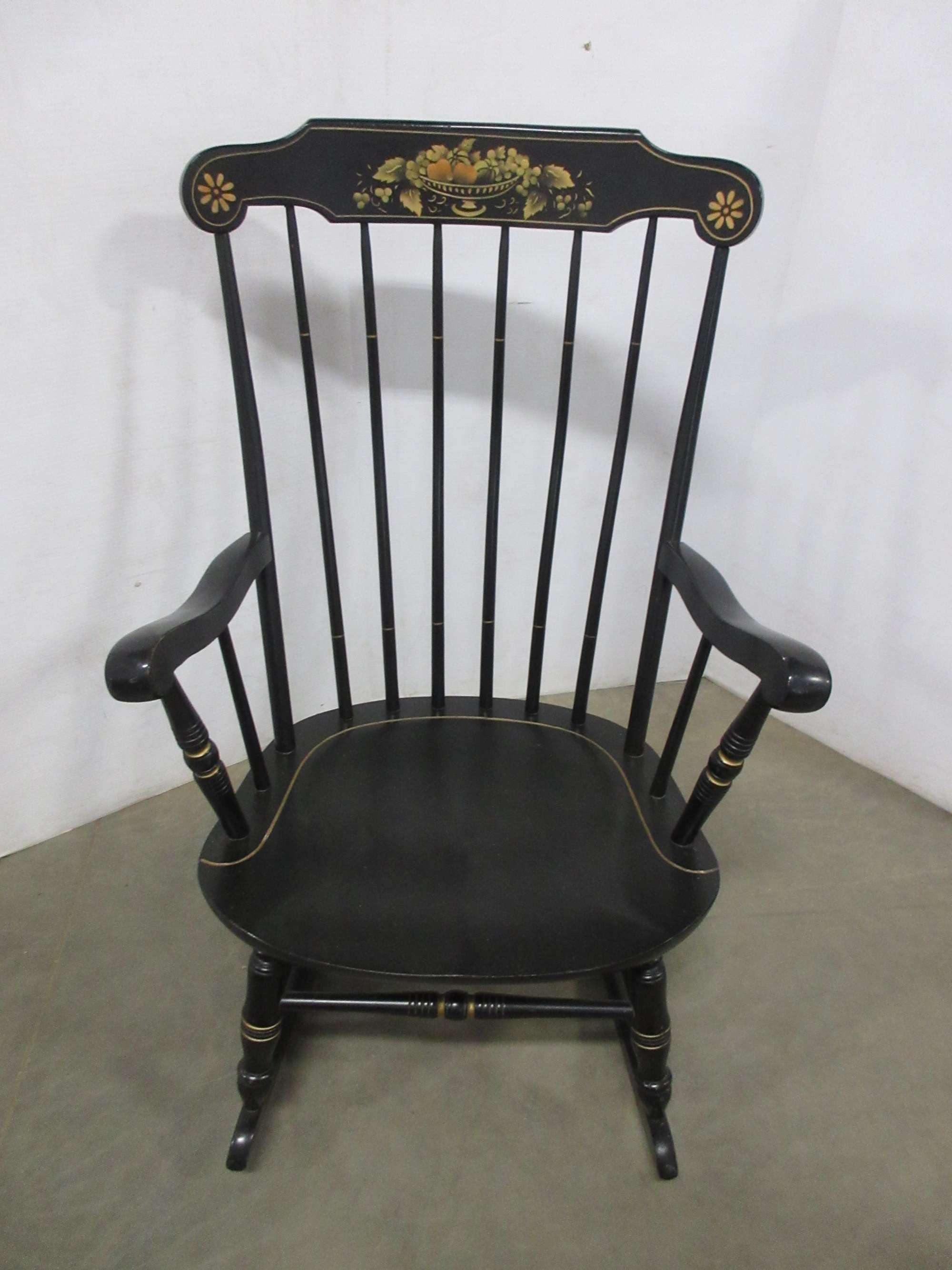 Albrecht Auctions MidCentury Colonial Painted Rocking Chair, Stamped
