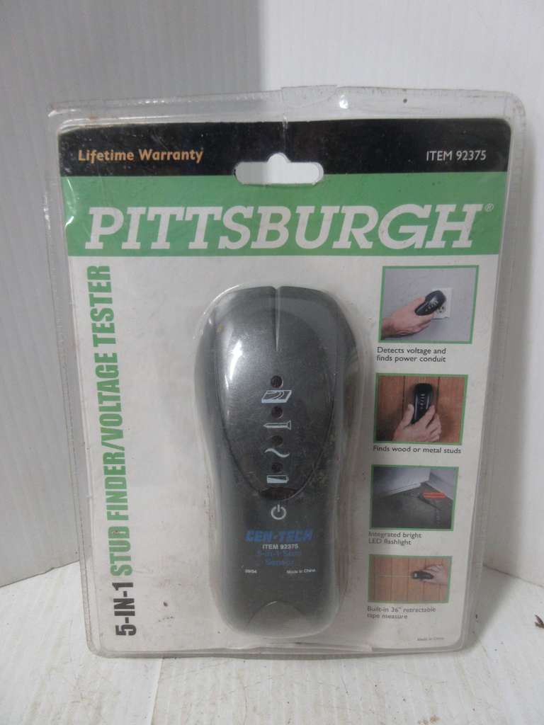 Pittsburgh Five-in-One Stud Finder, Built-In Tape Measure, Integrated LED Flashlight