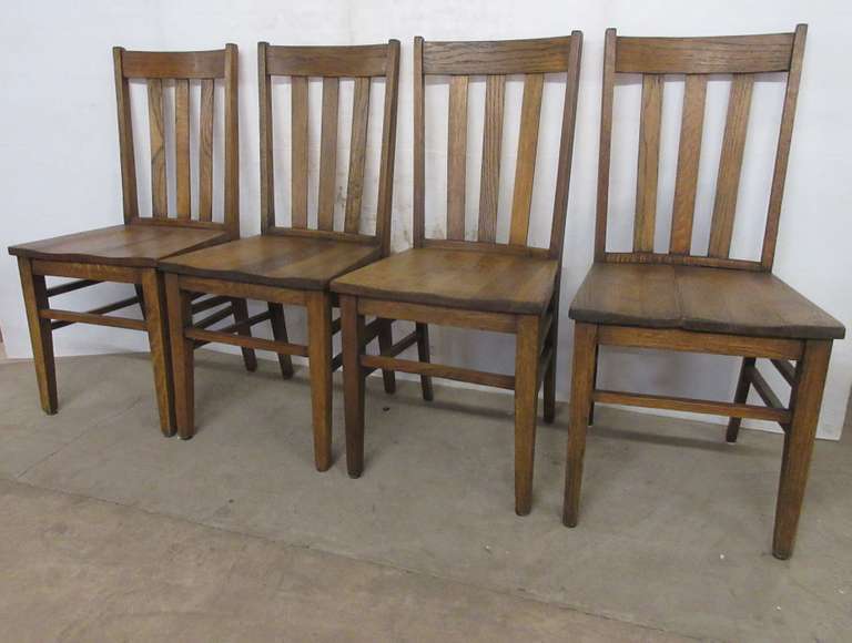 (4) Antique Ladderback Chairs, Oak