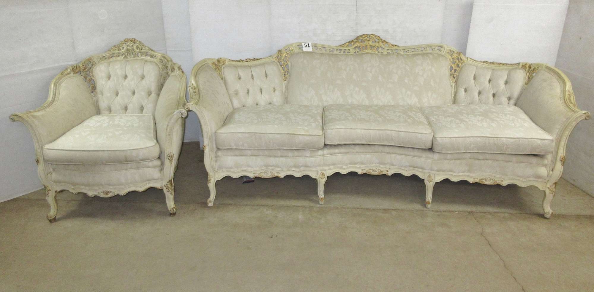 French Provincial Sofa And Chair With Original Frame Reupholstered Albrecht Auctions