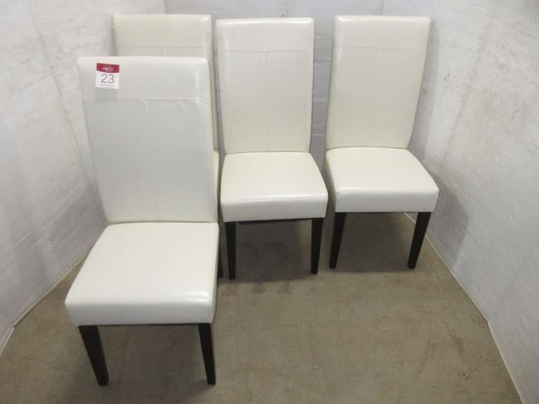 (4) Carnegy Avenue Ivory Dining Room Chairs, Leather