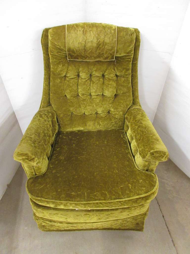 Green Velvet Swivel Rocking Chair