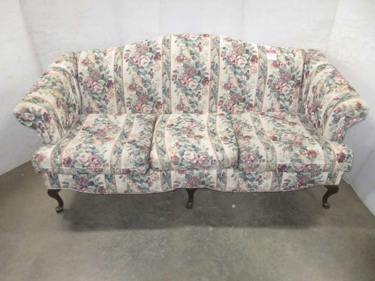 Floral Queen Anne Style Sofa