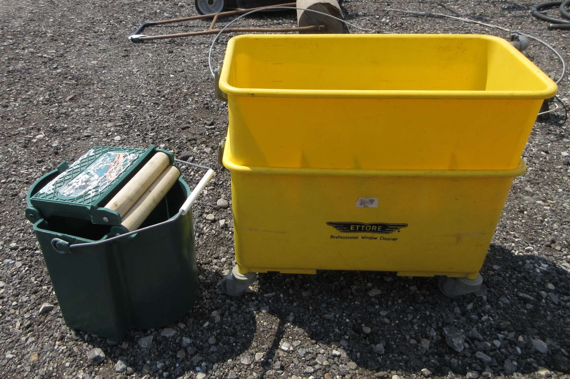 Albrecht Auctions Window Wash Buckets with Tools and Mop Bucket
