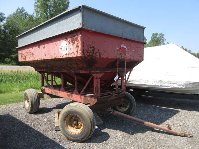 EZ-Flow Gravity Wagon, Model 300 with Steel C-Channel Beams, 8-Ton Running Gear, Extendable Hitch with 15" Galvanized Extension on Top of Box, 12.5L-15SL Tires