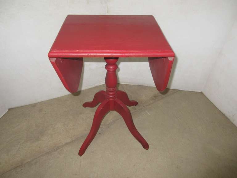 Small Red Drop-Leaf Side Table