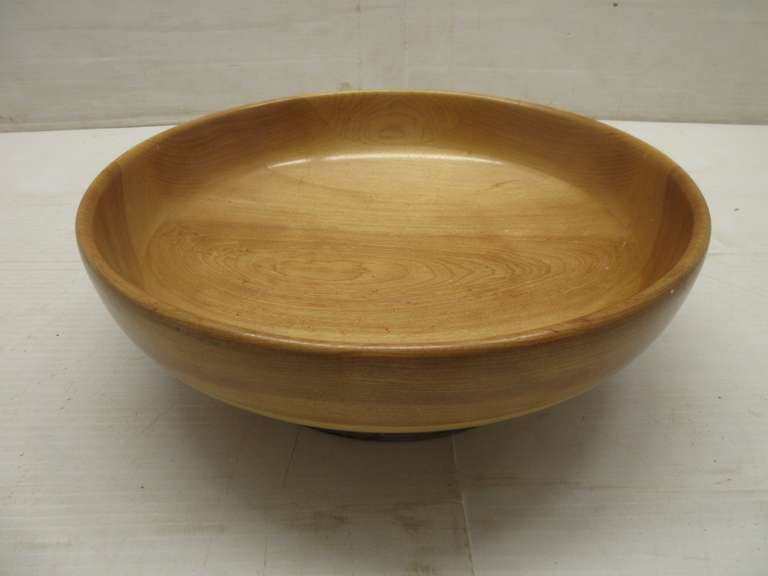 Wooden Bowl with Silver Rim Base