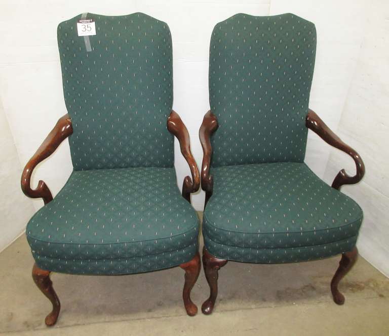 (2) Arm Chairs, Heavy, Wood Arms and Legs