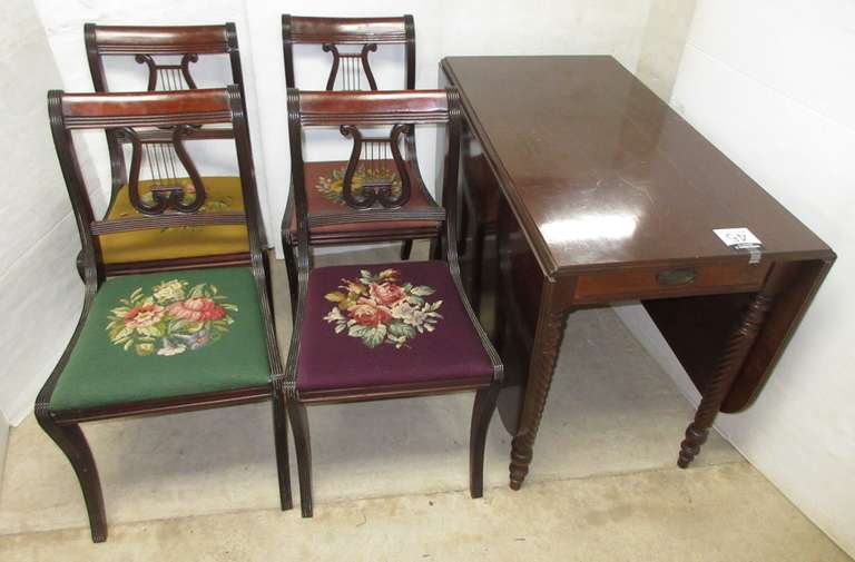 Older Drop Leaf Dining Table and (4) Chairs