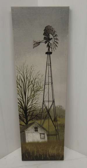 Canvas Picture of an Older Shed and Windmill