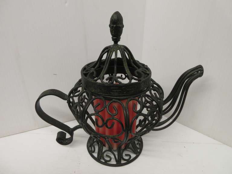 Iron Teapot Candle Holder