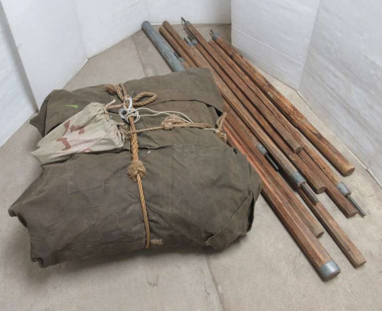 US Army GP Small Tent and Poles/Stakes, Six-Sided with Center Ridge