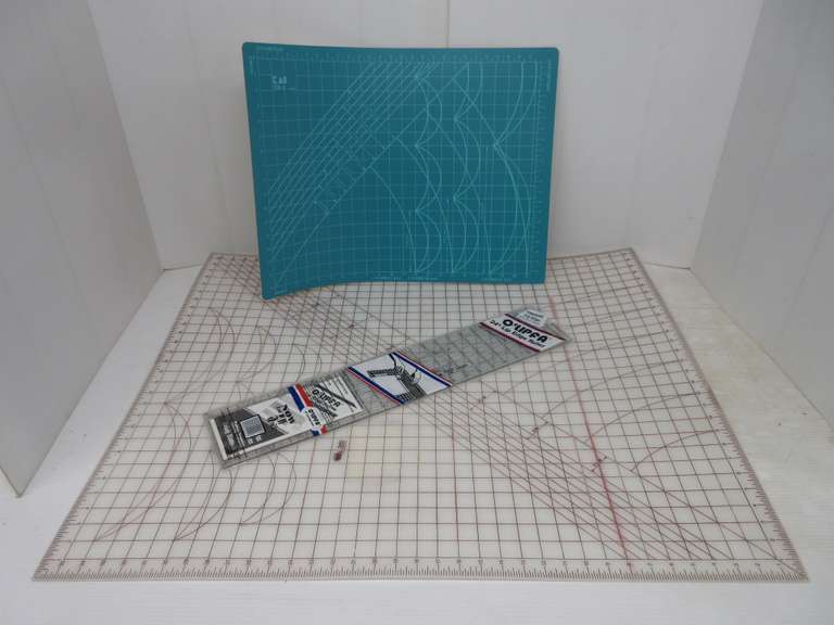 (3) Crafting Items, Include: Dritz Super Cutting Mat, 30" x 36"; O'Lipfa 24" Lip Edge Rule, NIP; Cutting Mat, 23 1/2" x 18"