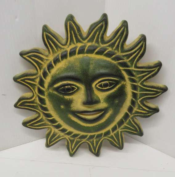 Heavy Ceramic "Happy Sun" Wall Hanging, Handmade in Mexico