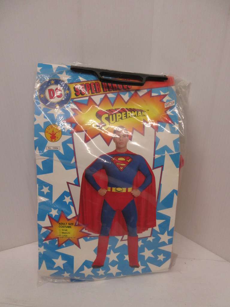 1993 DC Superman Costume, Size Large, Includes: Jumpsuit with Attached Boot Tops, Belt, and Cape