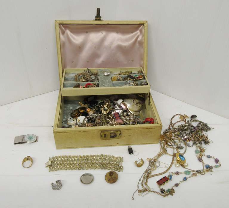 Older Jewelry Box Filled with Older Jewelry