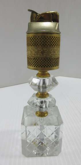 Cut Glass Lighter with Gold Trim